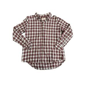 Marine Layer Shirt Women’s Sz Medium Red Check Plaid Collared Flannel‎ Top #I7-1